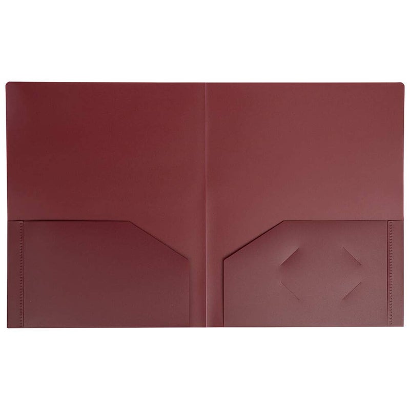 JAM PAPER Heavy Duty Plastic 2 Pocket Extra Tough School Folders - Burgundy - 6/Pack - Image 4